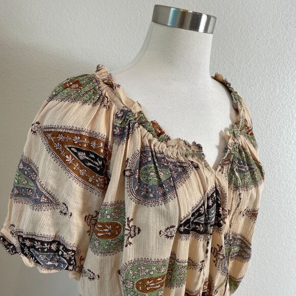 NEW Lauren Ralph Lauren Womens XL Paisley Peasant Top Boho Short Sleeve Shirt - Picture 2 of 10